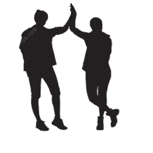 la figura, silhouette di due uomini, amicizia delle figure, una silhouette gioiosa di un uomo, la persona che mostra la silhouette
