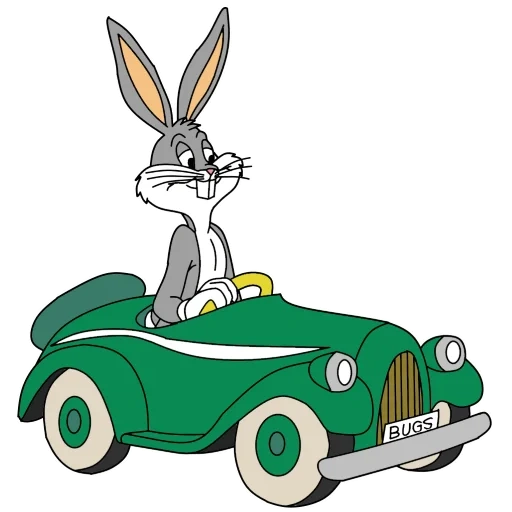 automóvil, bugs bunny, conejito, bolsas bannie máquina, hare bugs banny playboy