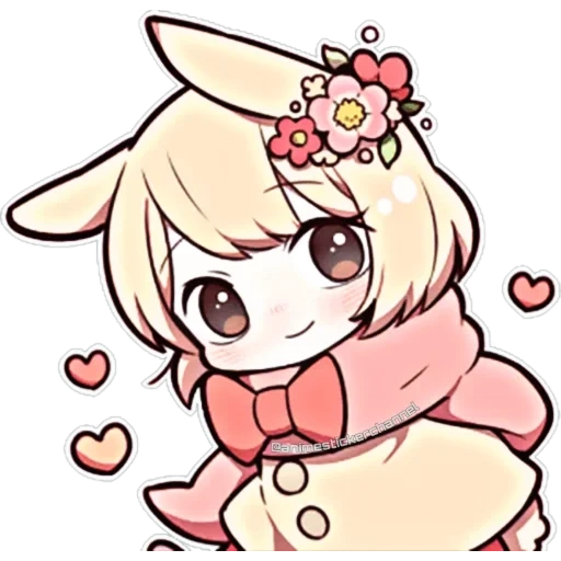 chibi, anime, sweetie bunny, buket bunga musim gugur, karakter anime