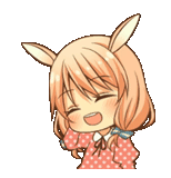 chibi, animação, camomimi, bunny ears, coelho de parede vermelha de uzoji