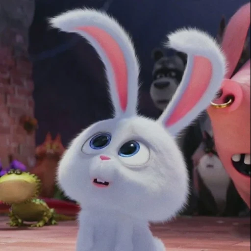 rabbit snowball, rabbit secret life, hare of cartoon secret life, cartoon rabbit secret life, little life of pets rabbit