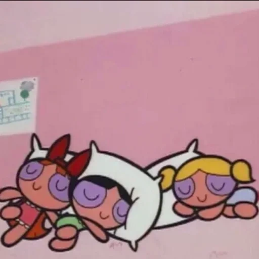 super breadbriciole dorme, solletico super rotto, estetica del pestello super rotto, super baby bliss animation series, powerpuff girls blossom sleeping