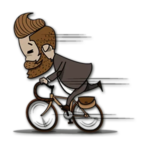 orang, bersepeda, tenunan polos sepeda, pria berjanggut, ilustrasi sepeda
