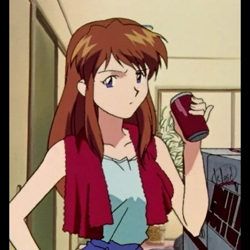 évangélière, filles anime, évangélière d'anime, evangelion pathétique, capture d'écran asuka 1996