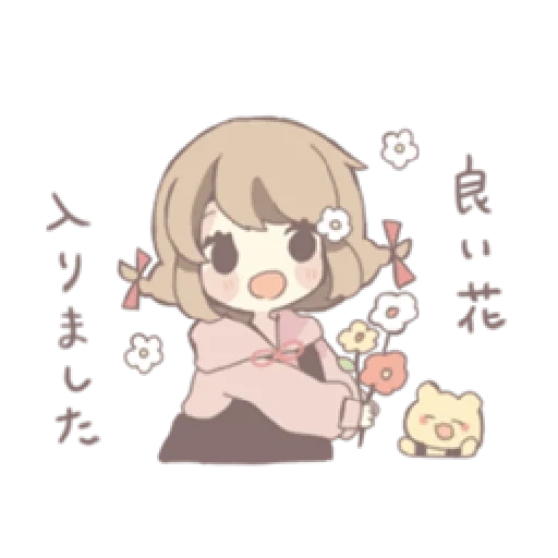 chibi, kanojo, animação fofa, shop flower, padrão bonito anime