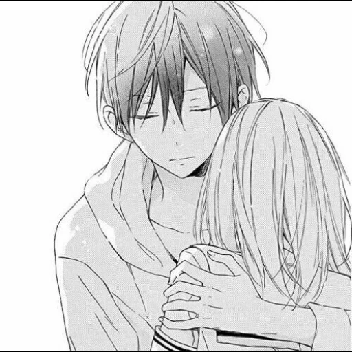 anime pair of vib, lovely anime couples, anime pairs of manga, anime hugs manga, anime romance black white