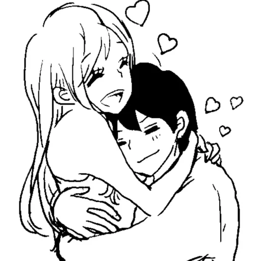 picture, anime couples, anime drawings, the couple of sketches, drawings of anime love