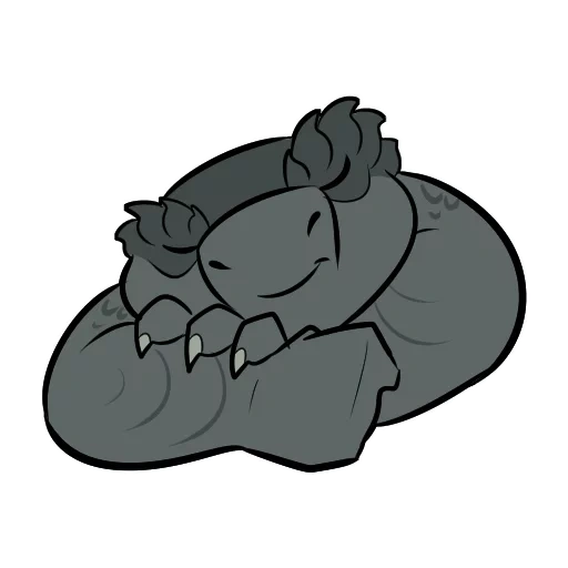 animación, hipopótamo, hipopótamo dormido, hipopótamo gris, ilustración vectorial