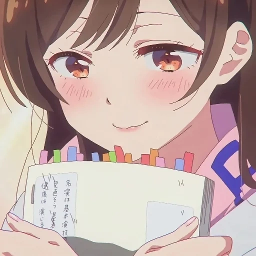 menina anime, papel de animação, kanojo okarishimasu, menina de anime aluga, minha namorada não é apenas um anime fofo
