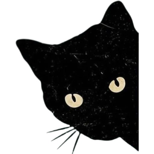 черный кот, чёрная кошка, силуэт морды кота, наклейка черные котики, кот выглядывает силуэт