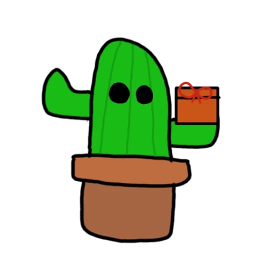 кактус, кактус колючий, кавайный кактус, рисунок кактуса, кавайный кактус горшке