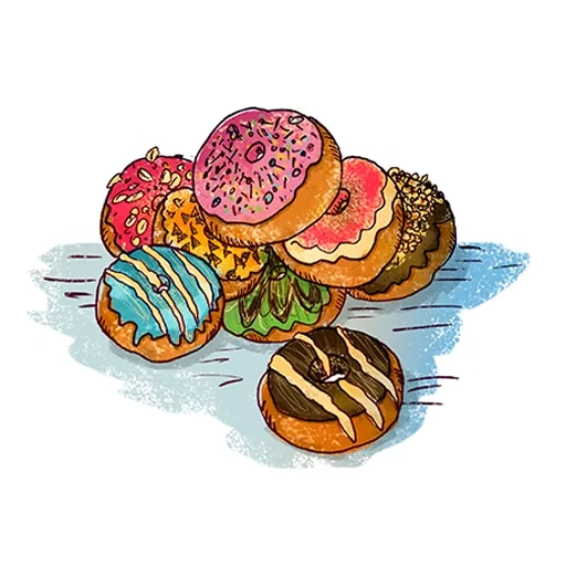 makanan, pola donat, ilustrasi makanan menandai donat