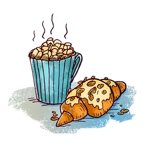 gâteaux, dessins mignons, illustration de nourriture, cliparter à cuisson, dessin popkorna