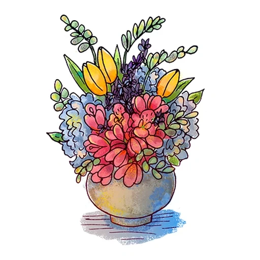 flowers, flowers, bouquet of flowers, watercolor bouquet, flower watercolor