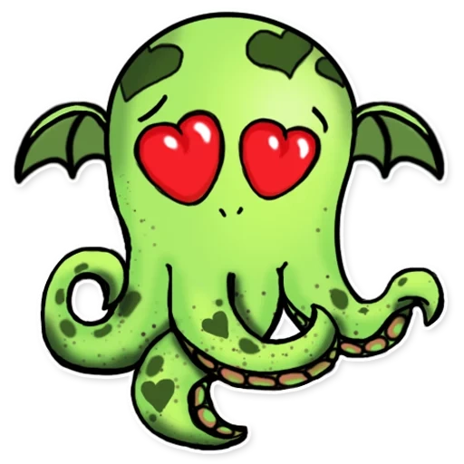 csulhu, cthulu chibi, cthulus flügel, der ausdruck von cthulhu