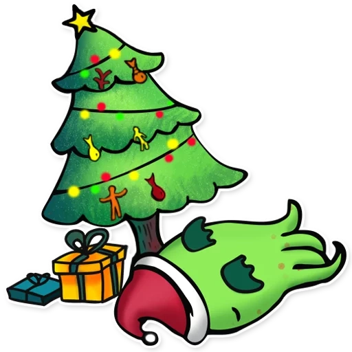 crianças da árvore de natal, árvore de natal alegre, tesoura de árvore de natal, adesivo de árvore de natal, cartoon árvore de natal