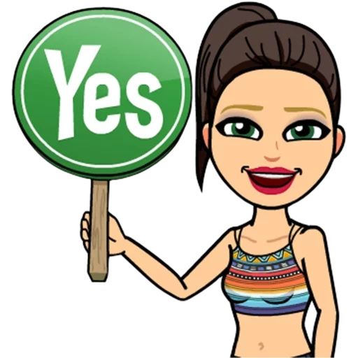 si o no, bitstrips, hermoso bitmoji, texto en inglés, chicas bitmoji