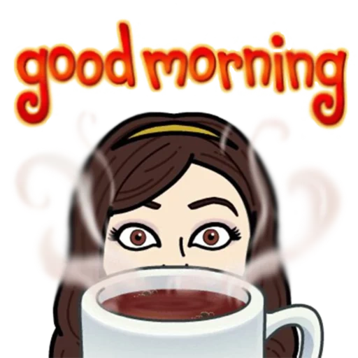 taza, buenos días, palabras claves relacionadas, avatar buenos días, beber café clipart bitmoji