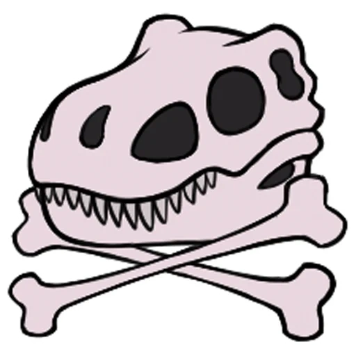 godille, crâne, crâne de dessin animé, dessin animé de dinosaure à crâne, les os de l'emblème dinosaure