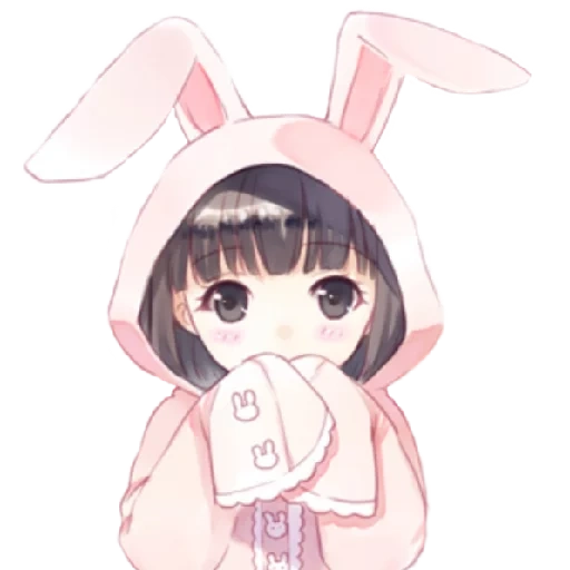 chibi kaninchen, bunny anime, chibi anime kaninchen, iss ein paar hasen, ghost rabbit in echtzeit