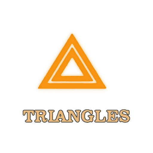 text, triangle, triangular logo, pyramid symbol, yellow triangle logo