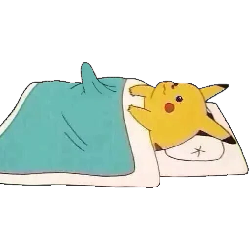pikachu, um brinquedo, pikachu sonolento, pikachu sob o cobertor