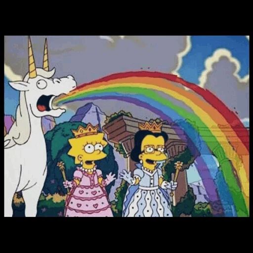 i simpson, i simpson arcobaleno, pittura di simpson, lisa simpson unicorno, animacion mtacox mardukner