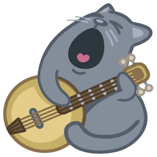 guitar cat, guitar cat, le chat joue de la guitare, guitare cat pushen, guitare de chat de dessin animé