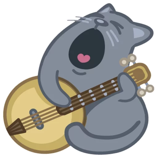 gatto di chitarra, gatto di chitarra, gatto suona la chitarra, cat pushen chitarra, cartoon cat chitarra