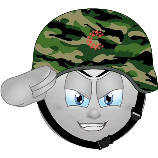 soldat, militaire, émoticônes militaires, soldats de dessins animés, smiley est un casque d'armée