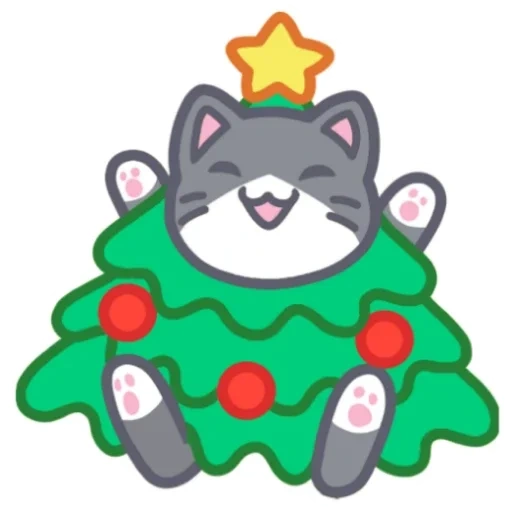 mainan, christmas cat, vektor pohon natal kucing, tahun baru pushin kucing, merry christmas hedgehog