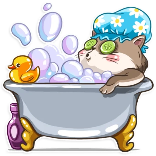 кот, pack, ванной, ванная мультяшная, мультяшный кот ванной