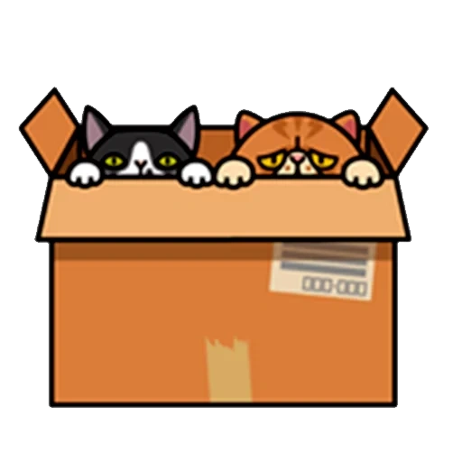 gato, gato, gatos graciosos, el gato está empujando korok, la caja de gatos es un logotipo