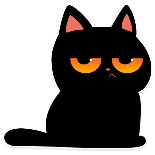 der kater, schwarzer kater, katze teftel, katzenaufkleber, cartoon black cat