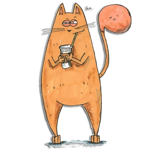 cat, coffee cat, illustration cat, funny cat drawing