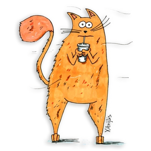 cat, coffee cat, cat drawing, illustration cat, funny cat drawing