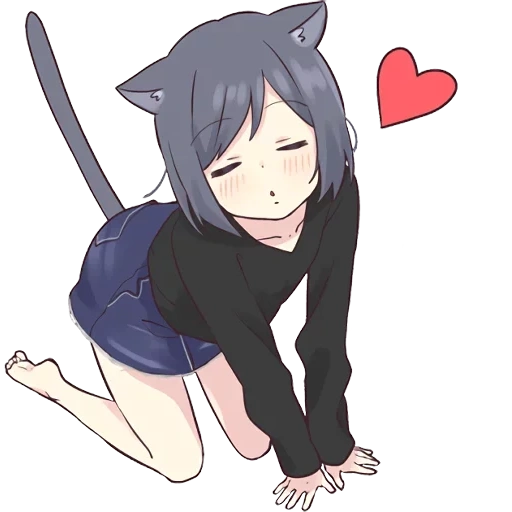 garota de gato, sem chan, anime alguns, anime kawai, garotas de gatos em artes da linha