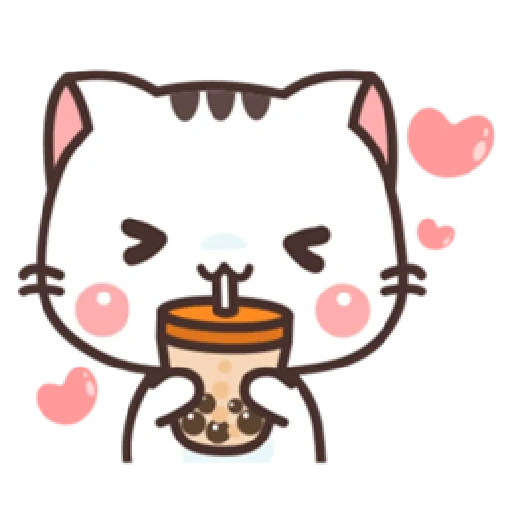 gambar kawaii, hewan hewan itu lucu, kucing kawaii, kitty chibi kawaii, mochi mochi peach cat animated