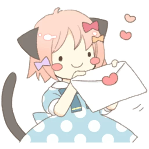 la parete rossa, anime, kawaii, chibi kun, orecchio di gatto girl necoco