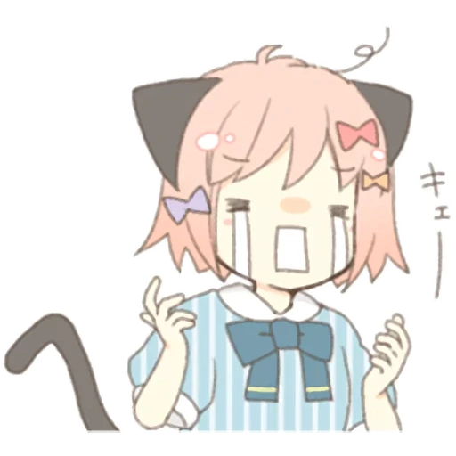 anime, kawai anime, anime kotoura, astolfo chibi, cat ear girl necoco