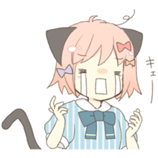 anime, anime di kawai, anime di kotoura, astolfo chibi, orecchio di gatto girl necoco