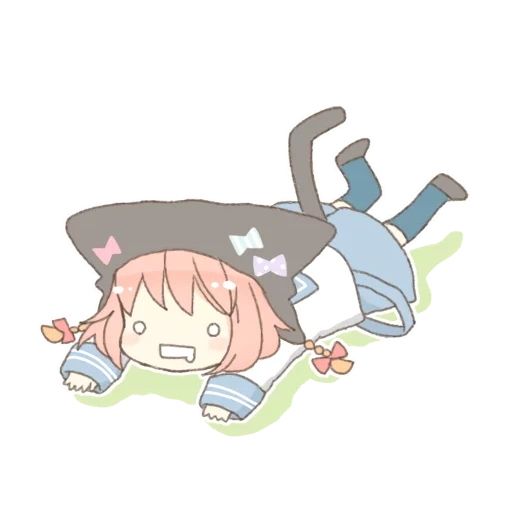 anime, arte de anime, chibi de anime, niña de oído gato necoco