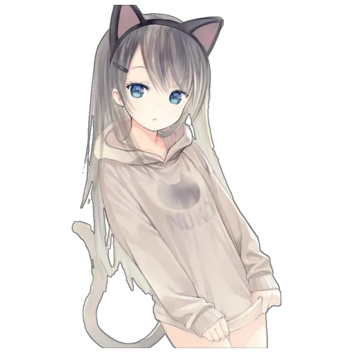 cartoon cute, nozida animation, anime girl cat, anime cat girl, cat-ear girl