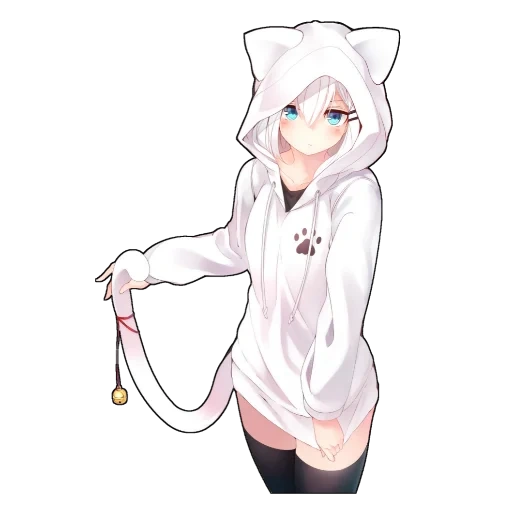 animação nyashka, orelhas de camiseta anime, animação fofa foto, menina de quadrinhos