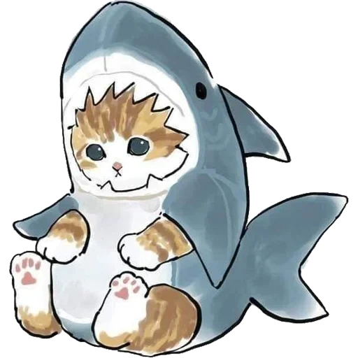 die katze morpho shark, katze niedliche muster, tiere niedliche muster, tiere muster niedlich, süße katze shark set