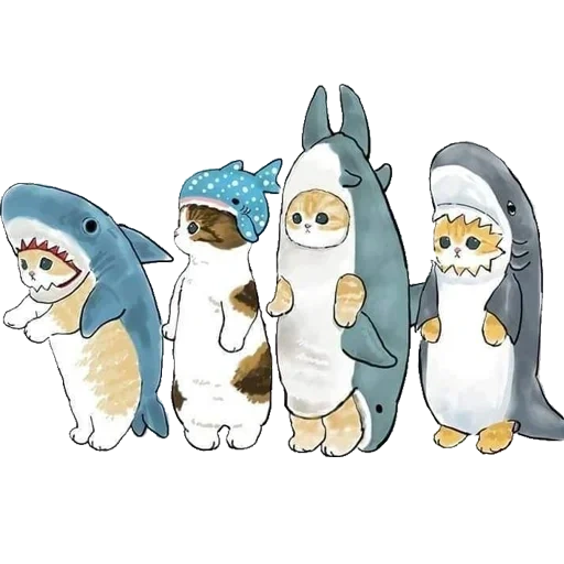 düsseldorf, les animaux sont joyeux, chat en costume de requin, seal, art de costume de chat et de requin