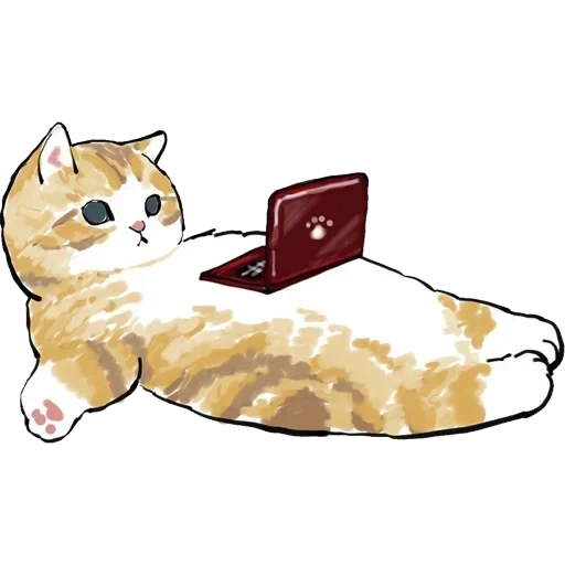 gato ilustrado, valentine las putin, gato frente a la computadora, patrón lindo de gato, hermosa imagen de sello