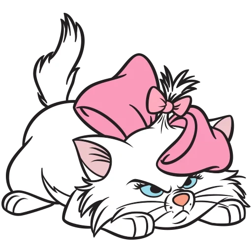 un gatto, pak kitty marie, aristocratici gatti, cats aristocrats drawing, gatto bianco con un arco di cartone animato
