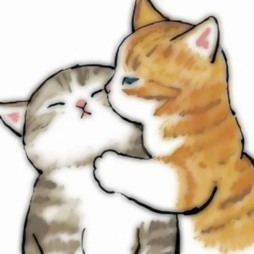 gato ilustrado, dois gatinhos fofos, diagrama de selo, padrão fofo de gato, fotos de focas fofas