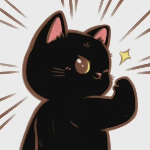 kucing, kucing, kucing kawaii, kucing hitam, stiker kucing